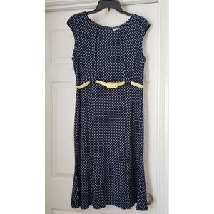 NWT Dressbarn Navy Blue/White Polka Dot Dress